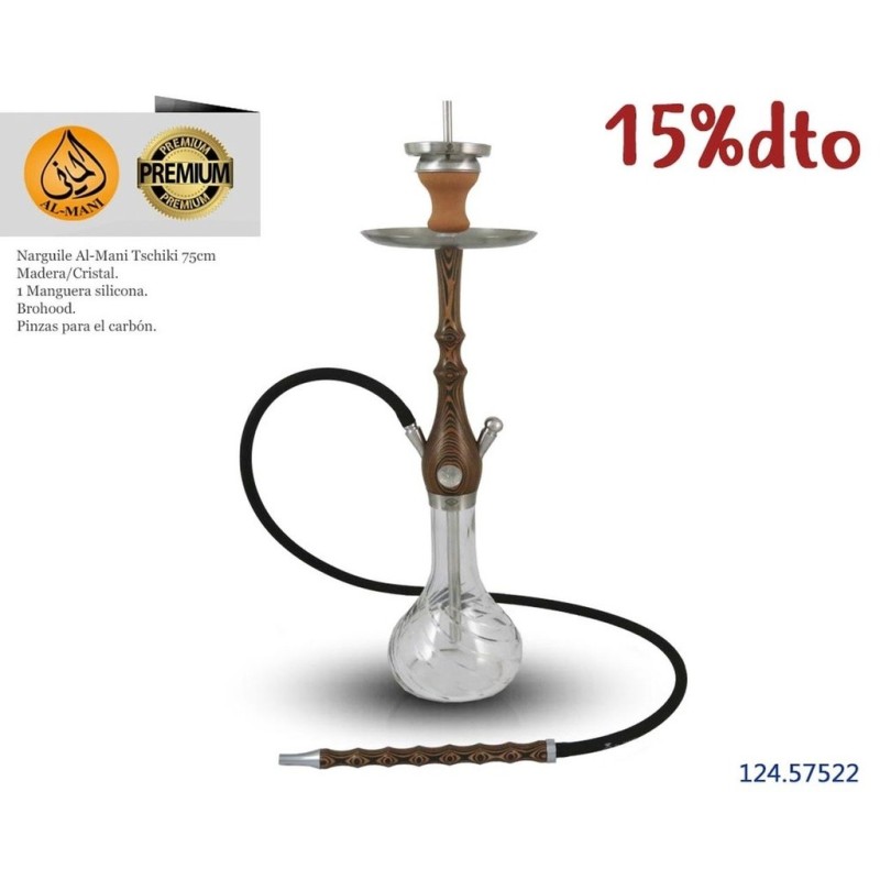 NARGUILE AL-MANI TSCHIKI MADERA NEGRA 75CM 1MG