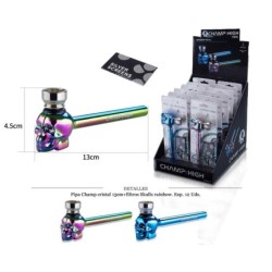PIPA CRISTAL CHAMP 13CM+FILTROS SKULL RAINBOW 12 UDS