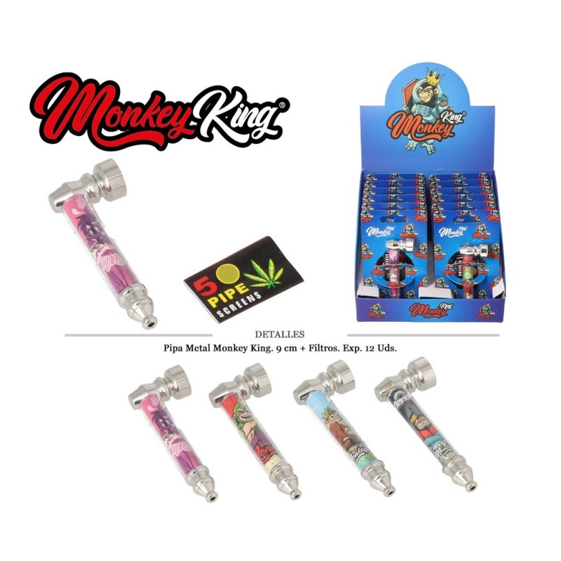 PIPA METAL MONKEY KING 9CM + FILTROS 12 UDS