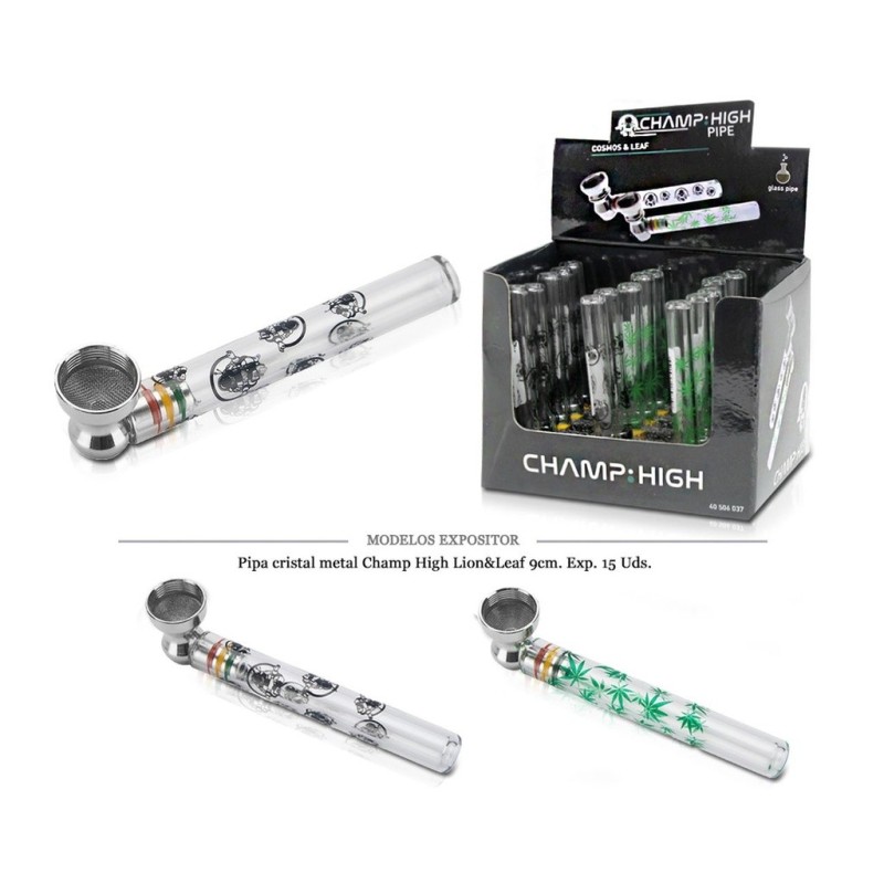 PIPA CRISTAL/METAL CHAMP HIGH LION&LEAF 9CM 15 UDS