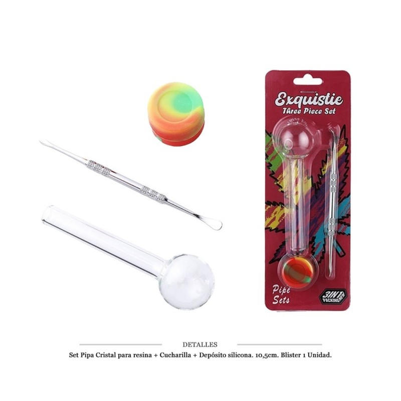 SET PIPA CRISTAL RESINA+CUCHARILLA+DEPOSITO 10,5CM 1UD