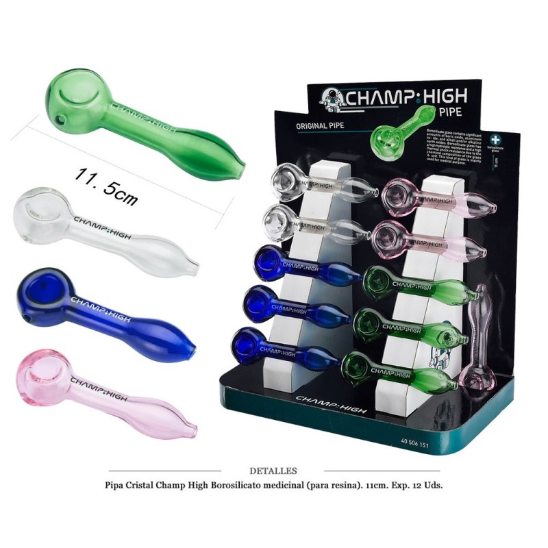 PIPA CRISTAL CHAMP HIGH BOROSILICATO 11CM 12 UDS