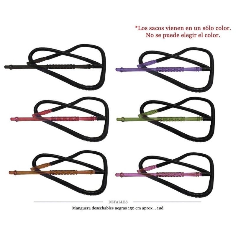 MANGUERA DESECHABLE NARGUILE NEGRAS 150 CM 1 UD