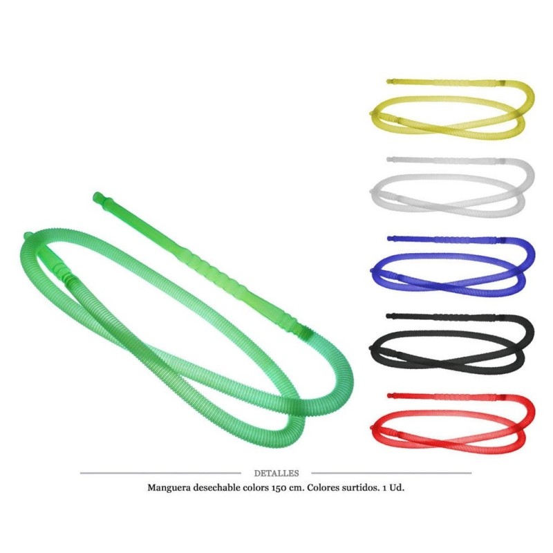 MANGUERA DESECHABLE NARGUILE COL. SURT. 150 CM 1 UD