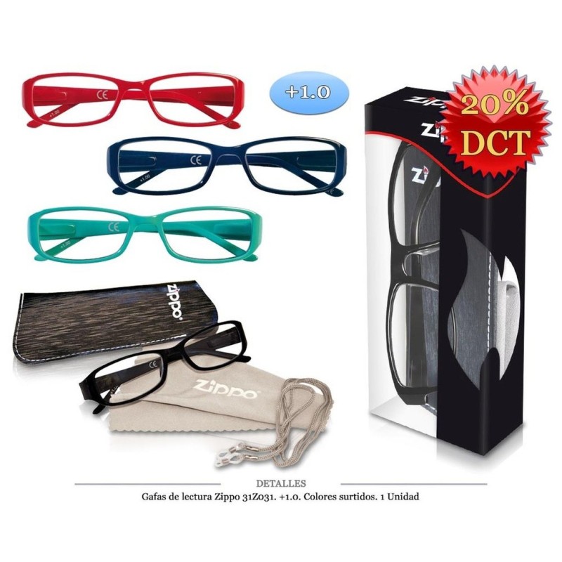 GAFAS LECTURA ZIPPO C/ FUNDA + 1.0 COL. SURT. 1 UD