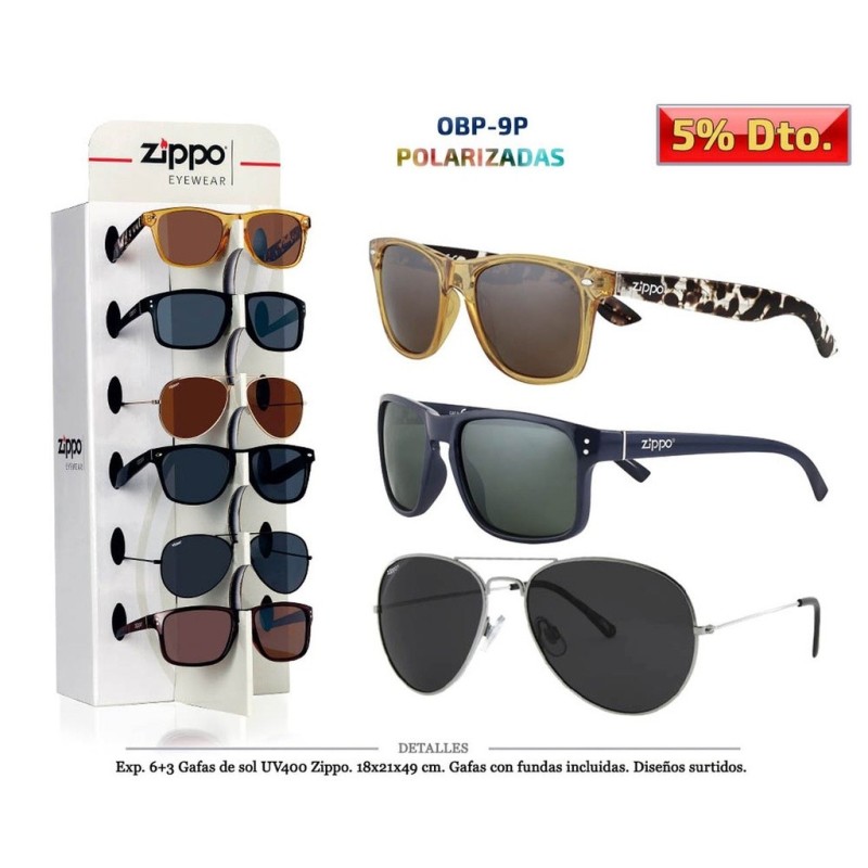 GAFAS SOL ZIPPO UV400 OBP-9P POLARIZADAS 9 UDS