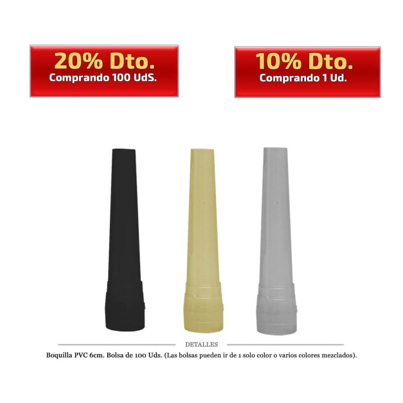 BOQUILLA PVC DESECHABLE 6 CM 100 UDS