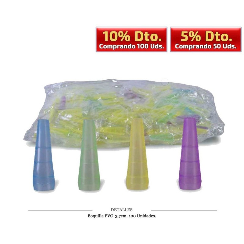 BOQUILLA PVC DESECHABLE 3,7 CM 100 UDS