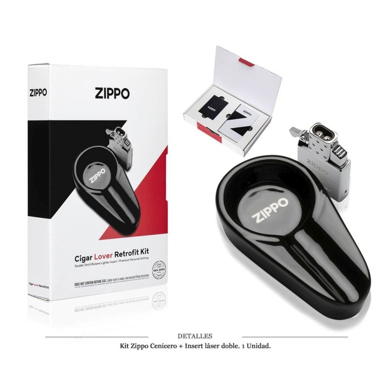 KIT ZIPPO CENICERO + INSERT LASER DOBLE