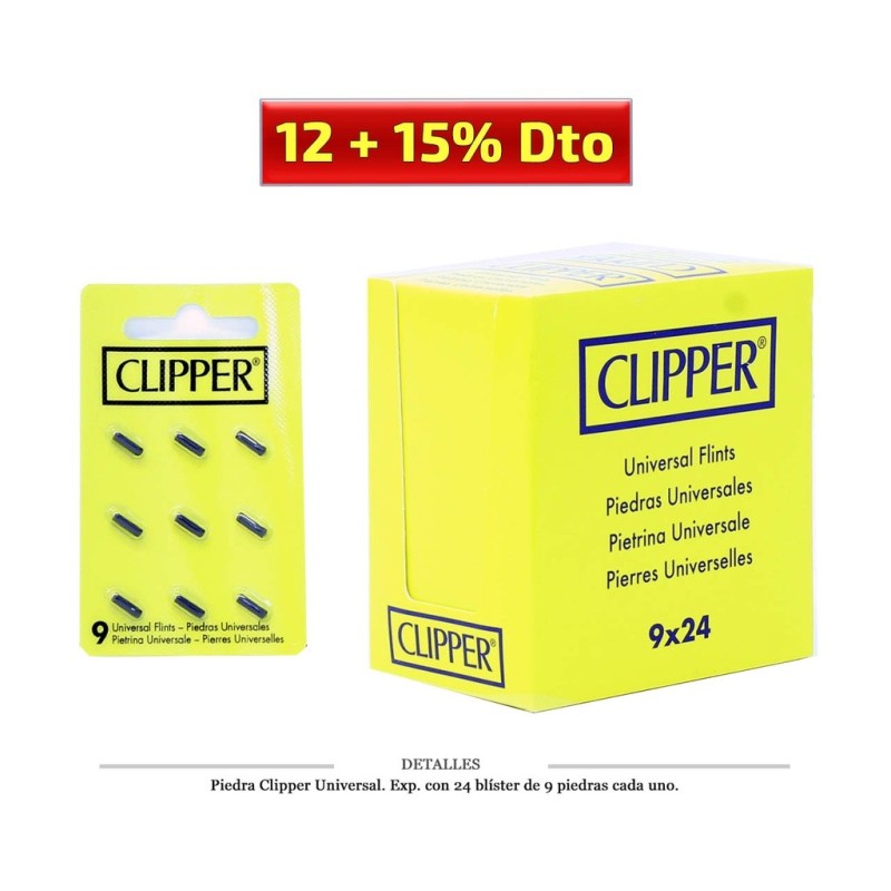 PIEDRA CLIPPER UNIVERSAL 24 BLISTER DE 9 PIEDRAS