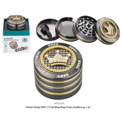 GRINDER CHAMP ZINC BLING CROWN 50X38MM 4P 1UD