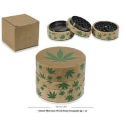 GRINDER MET IMAN WOOD HEMP 60X45MM 3P 1 UD