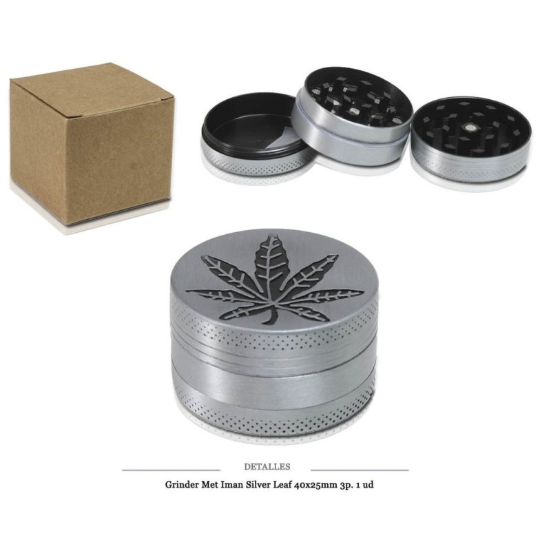 GRINDER MET IMAN SILVER LEAF 40X25MM 3P 1 UD