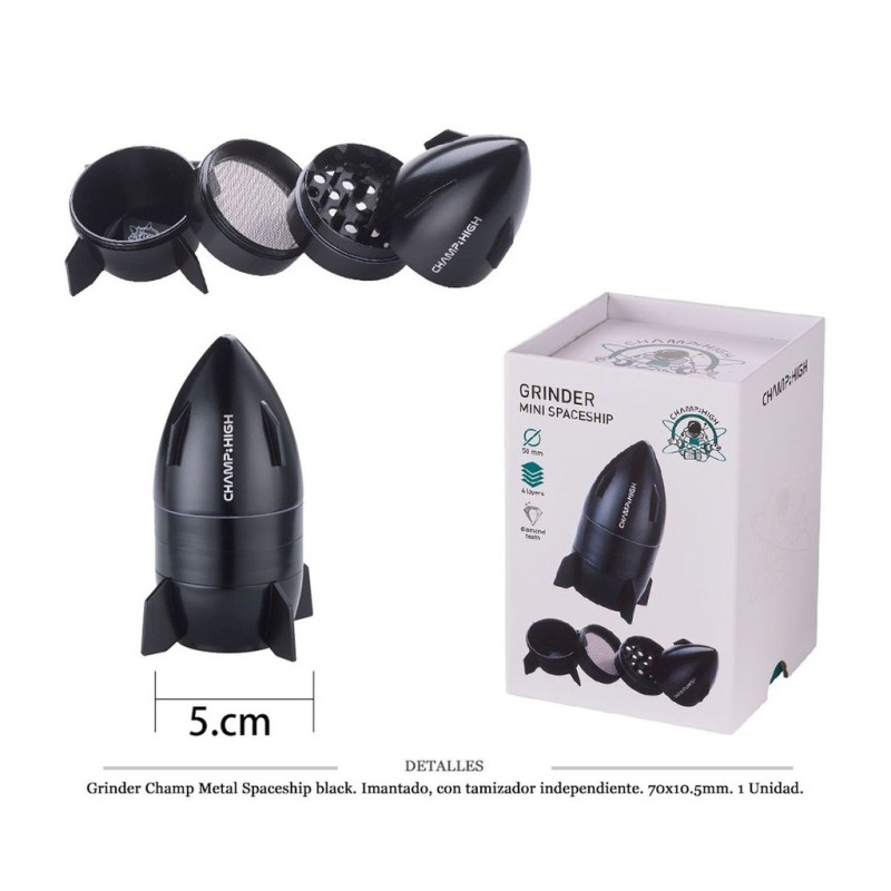 GRINDER CHAMP MET I.T.IND. MINI SPACESHIP BLACK 70X10,5MM 1 UD