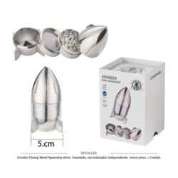 GRINDER CHAMP MET I.T.IND. MINI SPACESHIP SILVER 70X10,5MM 1 UD