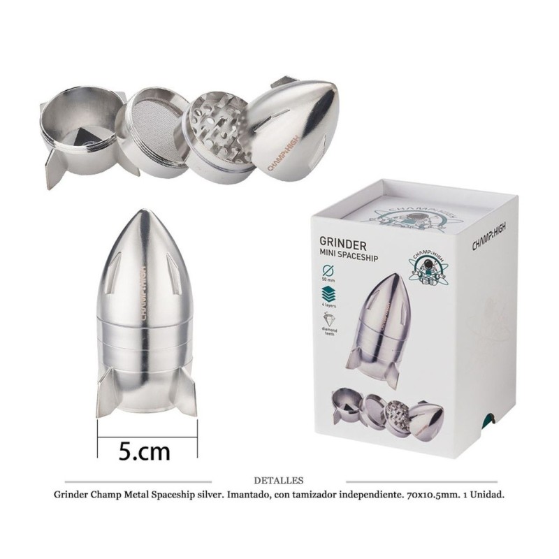 GRINDER CHAMP MET I.T.IND. MINI SPACESHIP SILVER 70X10,5MM 1 UD