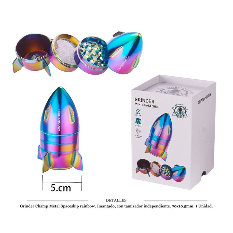GRINDER CHAMP MET I.T.IND. MINI SPACESHIP RAINBOW 70X10,5MM 1 UD