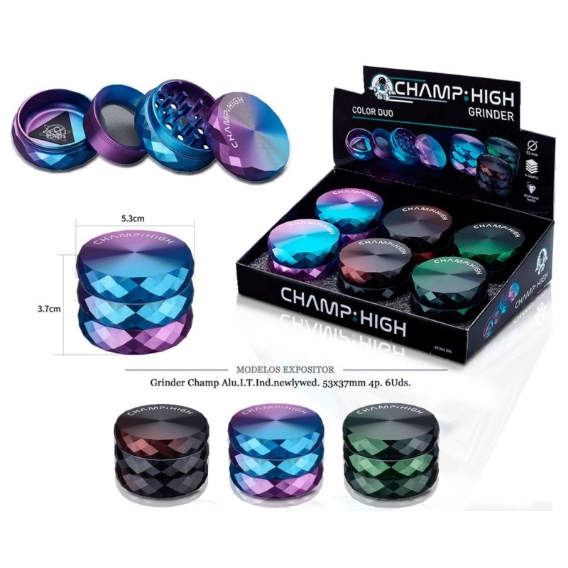 GRINDER CHAMP ALU I.T.IND. NEWLYWED 53X37MM 4P 6 UDS