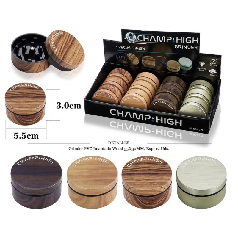 GRINDER CHAMP PVC IMAN WOOD 50MM 2 CAP 12 UDS