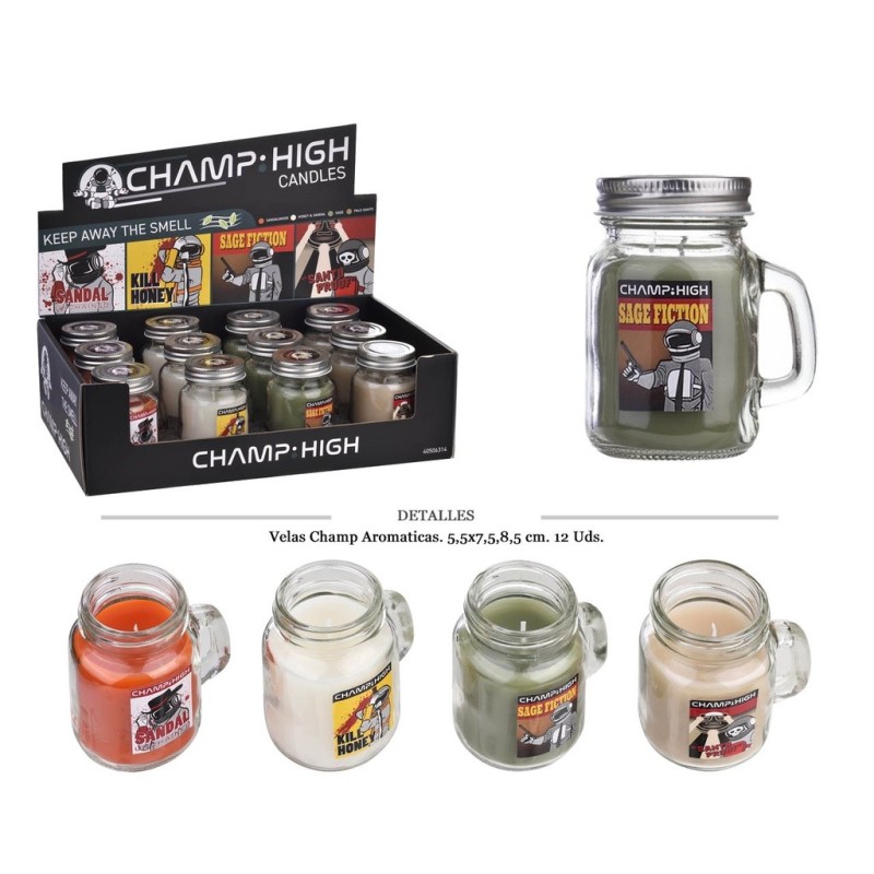VELAS CHAMP AROMATICAS 5,5X7,5X8,5CM 12 UDS