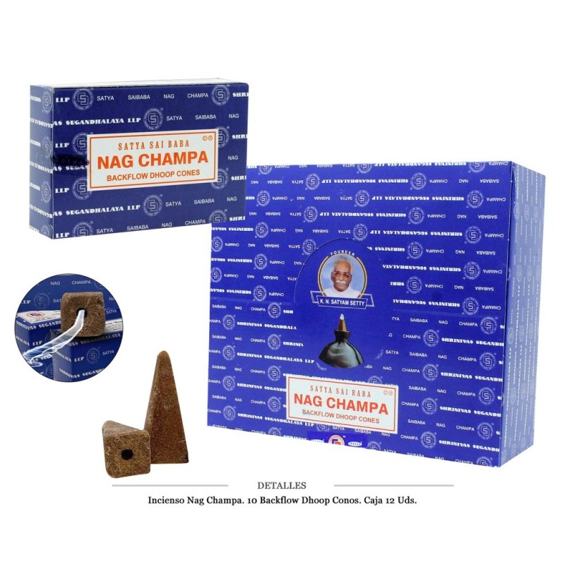 INCIENSO NAG CHAMPA 10 BACKFLOW CONOS 12 UDS