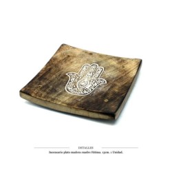 INCENSARIO PLATO MADERA 13 CM CUADRO FATIMA
