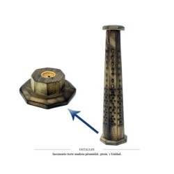 INCENSARIO TORRE MADERA 30 CM PIRAMIDAL