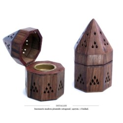 INCENSARIO MADERA PIRAMIDE OCTOGONAL 14x7 CM