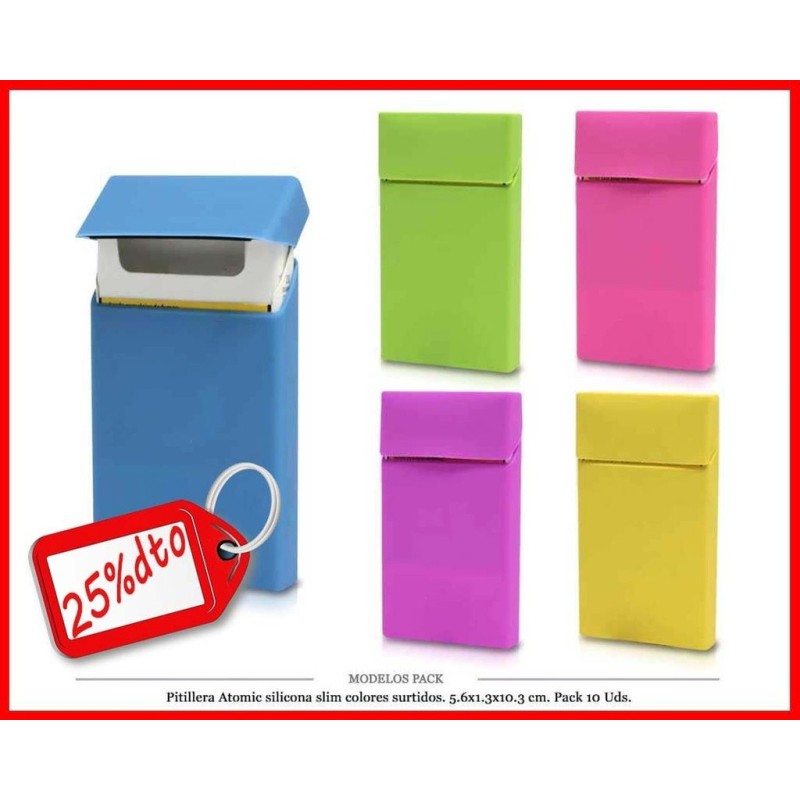 PITILLERA SILICONA ATOMIC SLIM COLORS PACK 10 UDS