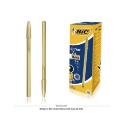 BOLIGRAFO BIC CRISTAL SHINY GOLD CAJA 20 UDS