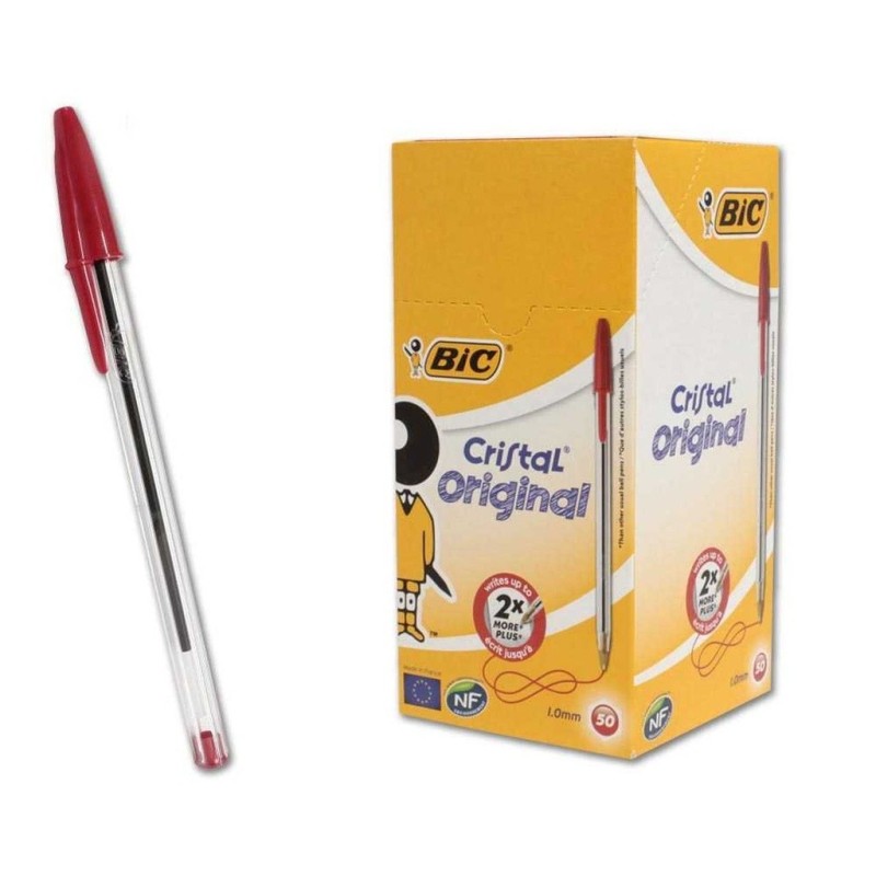 BOLIGRAFO BIC CRISTAL ORIGINAL ROJO 50 UDS