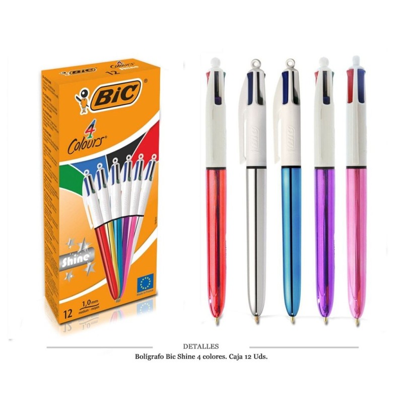 BOLIGRAFO BIC SHINE 4 COLORES 12 UDS