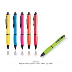 BOLIGRAFO LOMBYS CLIP METAL COL. SURT. 50 UDS