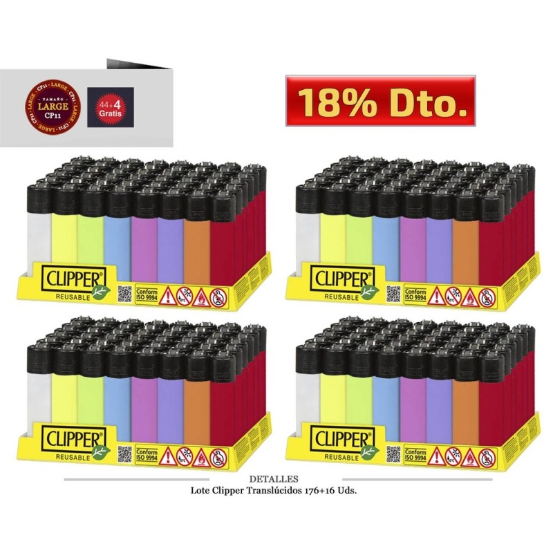 LOTE CLIPPER TRANSLUCIDO 176+16 UDS+CLIPPERPUNTOS