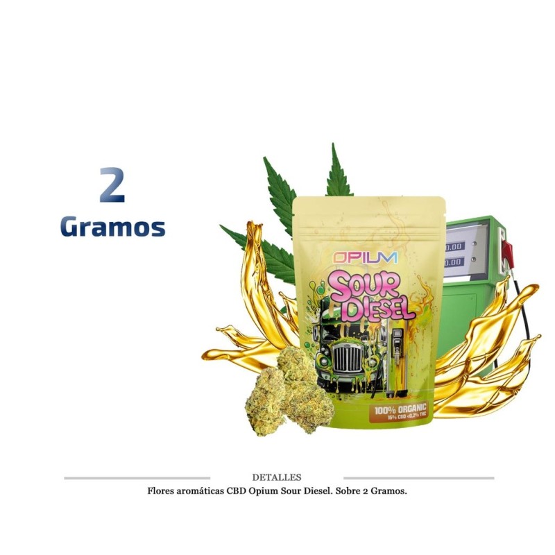 FLORES AROMATICAS CBD OPIUM SOUR DIESEL 2G