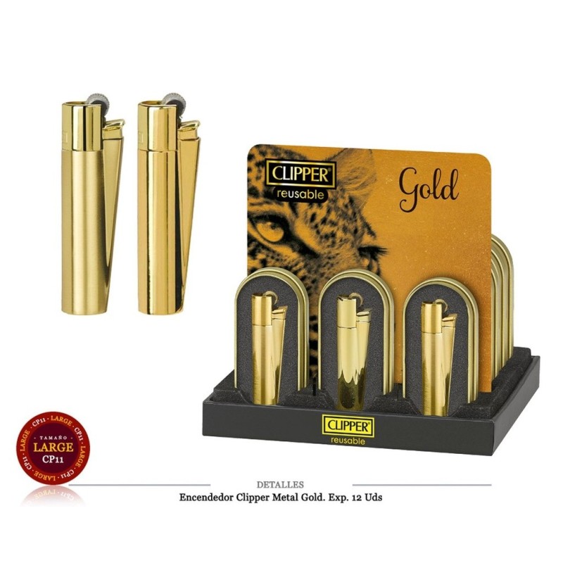 ENCD. CLIPPER METAL GOLD 12 UDS