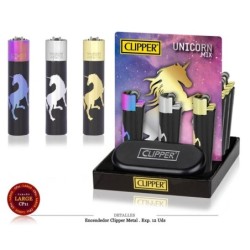 ENCD. CLIPPER METAL UNICORNS MIX 12 UDS