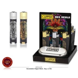 ENCD. CLIPPER METAL MEXICAN SKULLS 12 UDS