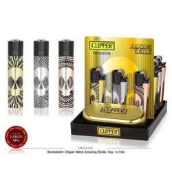 ENCD. CLIPPER METAL AMAZING SKULLS 12 UDS