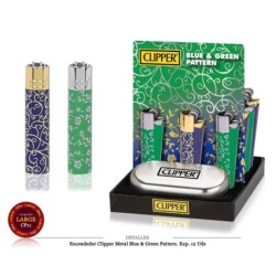 ENCD. CLIPPER METAL BLUE & GREEN PATTERN 12 UDS