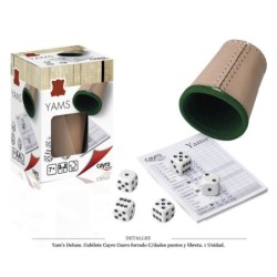 CUBILETE CAYRO CUERO FORRADO C/DADOS YAM´S DELUXE