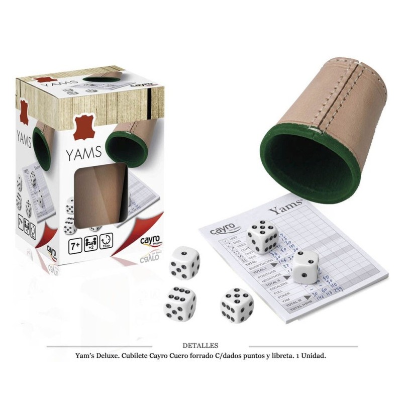 CUBILETE CAYRO CUERO FORRADO C/DADOS YAM´S DELUXE