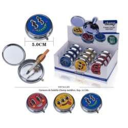 CENICERO BOLSILLO CHAMP MET FUNNY FACES 50MM 12 UD