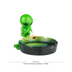 CENICERO RESINA ALIEN GREEN 13,5X12X8,5CM 1 UD