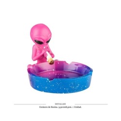 CENICERO RESINA ALIEN BLUE PINK 13,5X12X8,5CM 1 UD