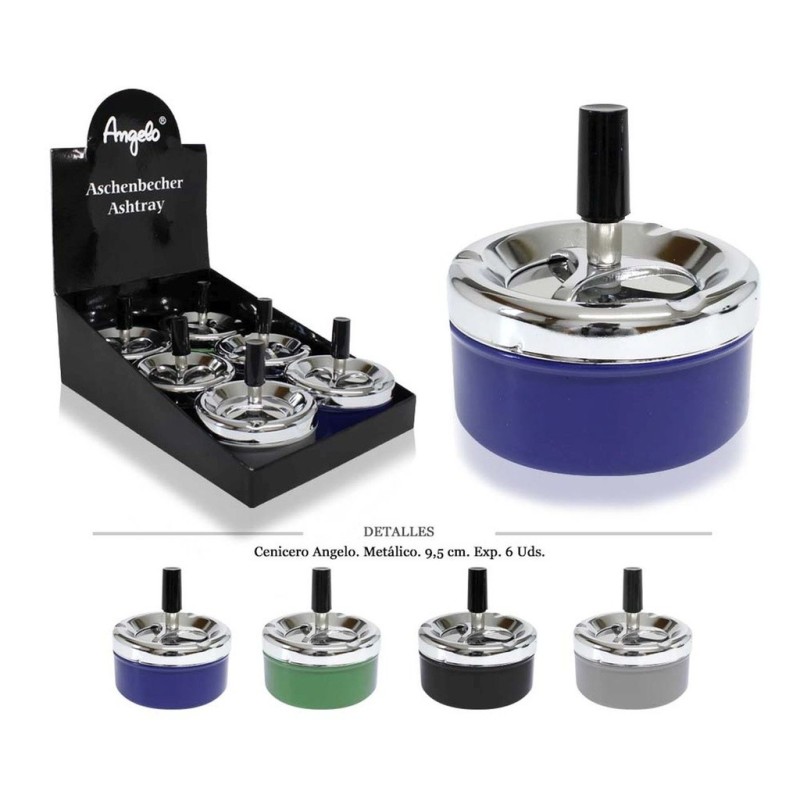 CENICERO ANGELO MET GIRATORIO 9,5CM COLORS 6 UDS