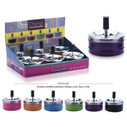 CENICERO CHAMP MET COLORFUL GIRATORIO 9CM 6 UDS