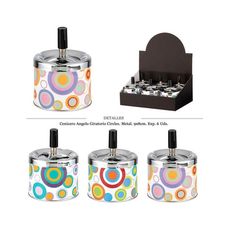 CENICERO ANGELO MET GIRATORIO 9X8CM CIRCLES 6 UDS
