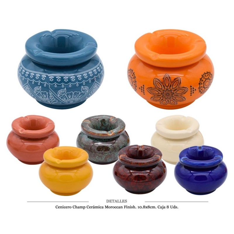 CENICERO CHAMP CERAMICA MOROCCAN FINISH 10,8X8 CM 8 UDS