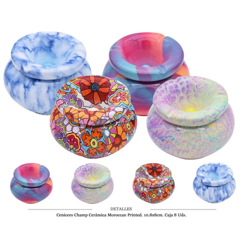 CENICERO CHAMP CERAMICA MOROCCAN PRINTED 10,8X8 CM 8 UDS